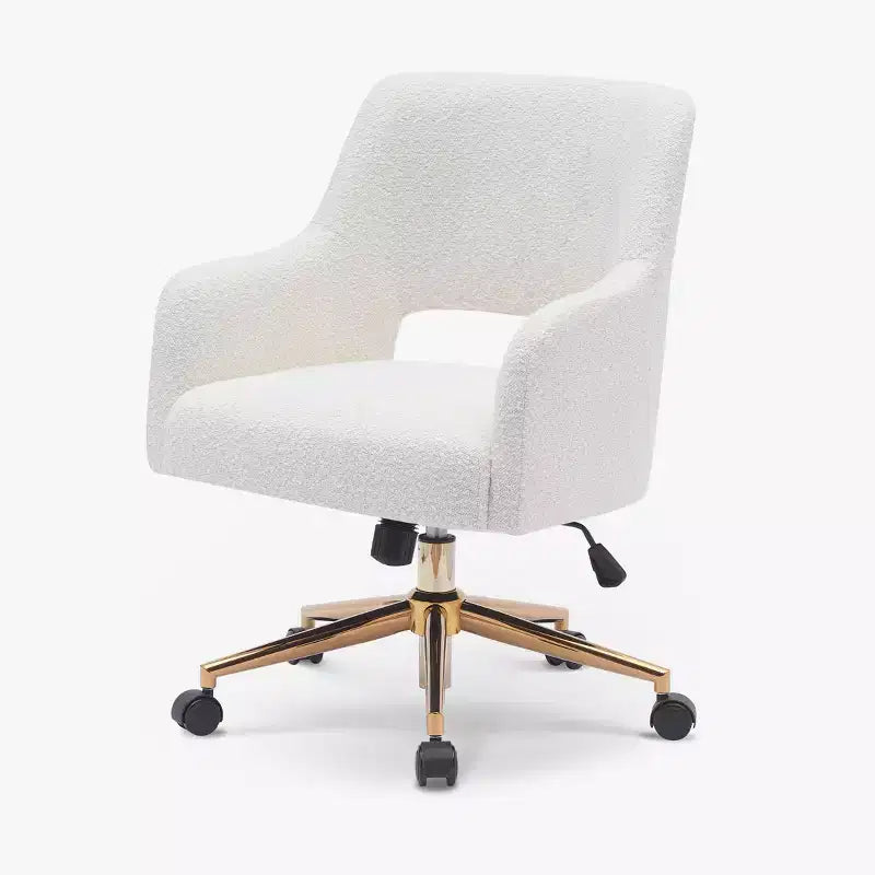 WestinTrends Genevieve Mid-Century Modern Swivel Office Chair With Wheels (Set Of 2), Cream