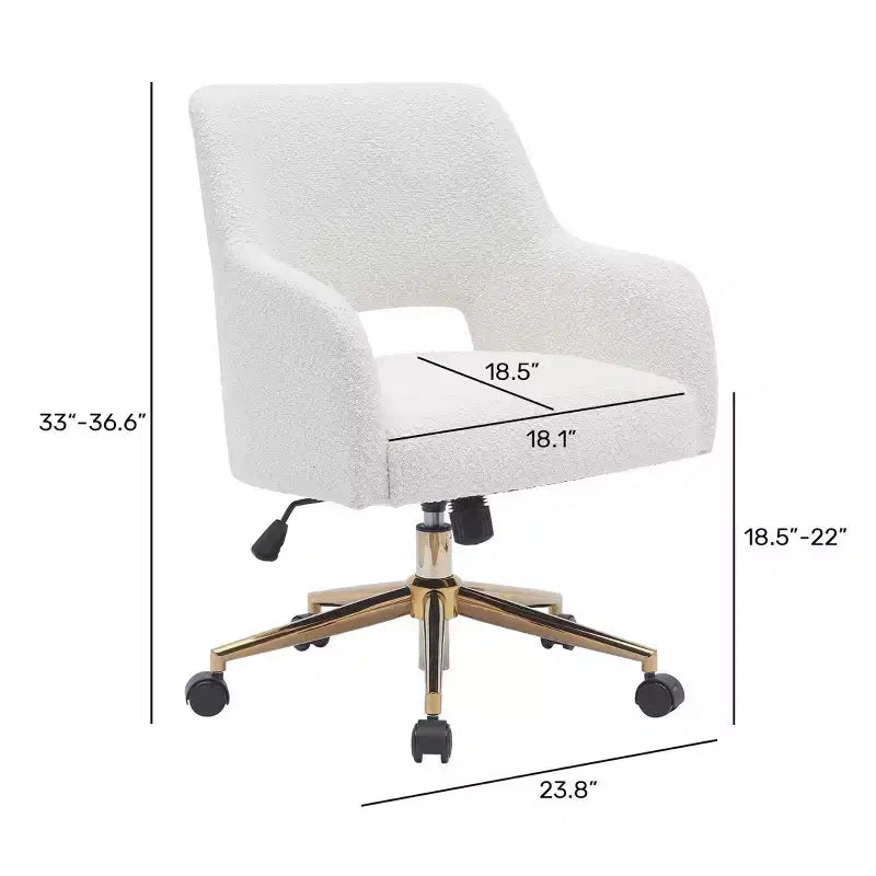 WestinTrends Genevieve Mid-Century Modern Swivel Office Chair With Wheels (Set Of 2), Cream