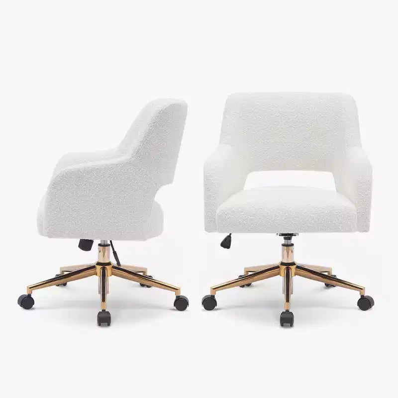 WestinTrends Genevieve Mid-Century Modern Swivel Office Chair With Wheels (Set Of 2), Cream
