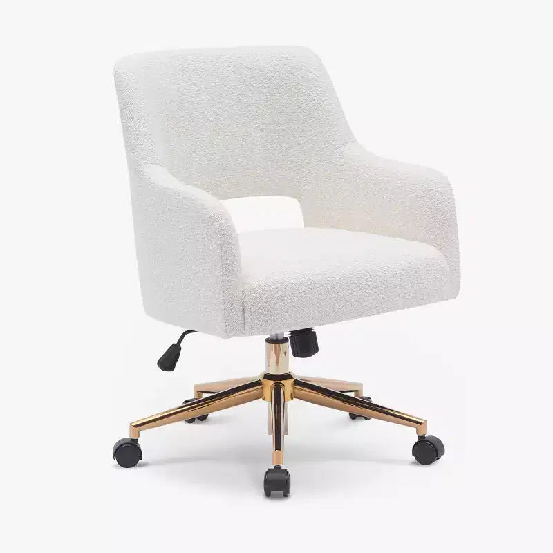 WestinTrends Genevieve Mid-Century Modern Swivel Office Chair With Wheels (Set Of 2), Cream