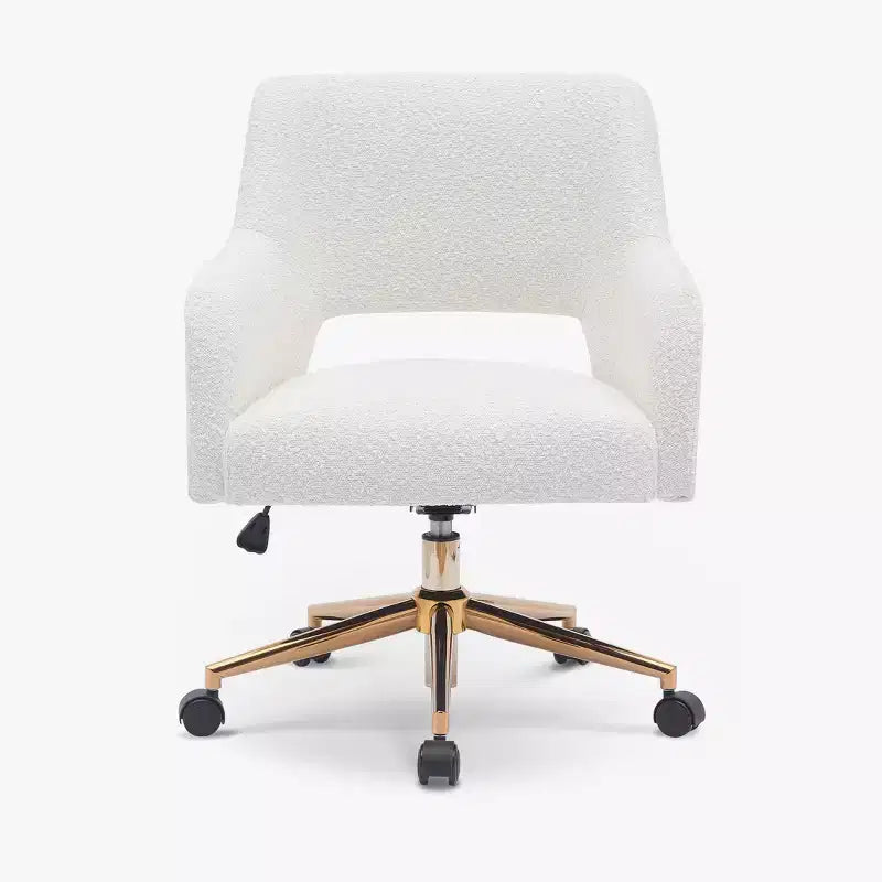 WestinTrends Genevieve Mid-Century Modern Swivel Office Chair With Wheels (Set Of 2), Cream