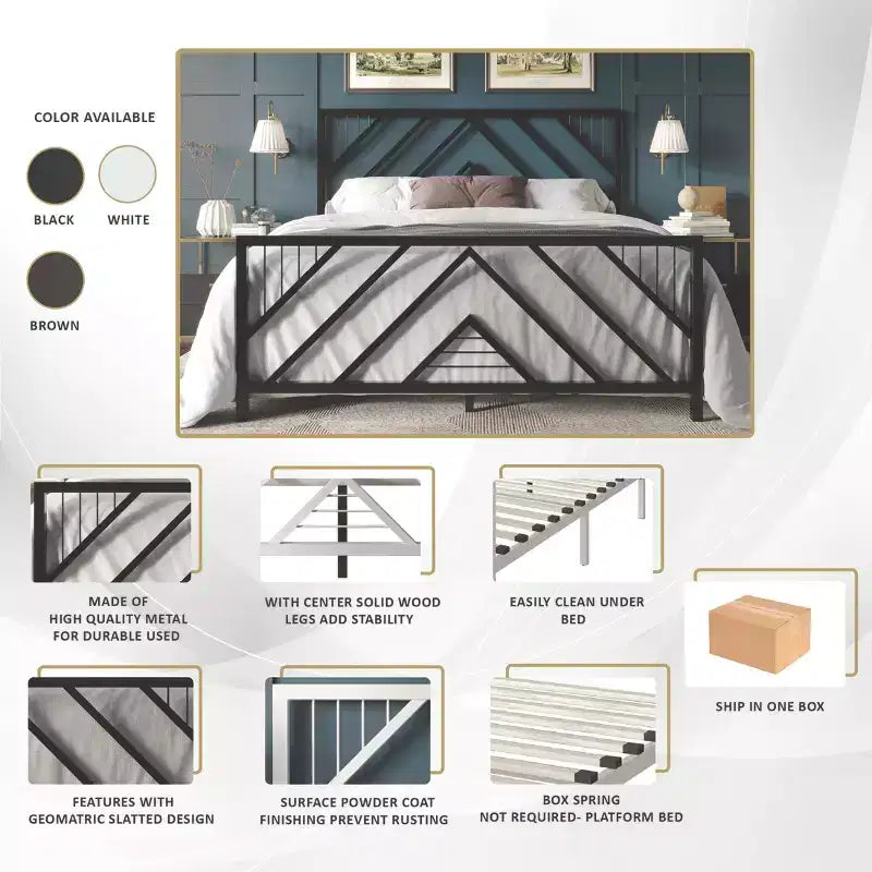 ChaletPosh Metal Platform Bed