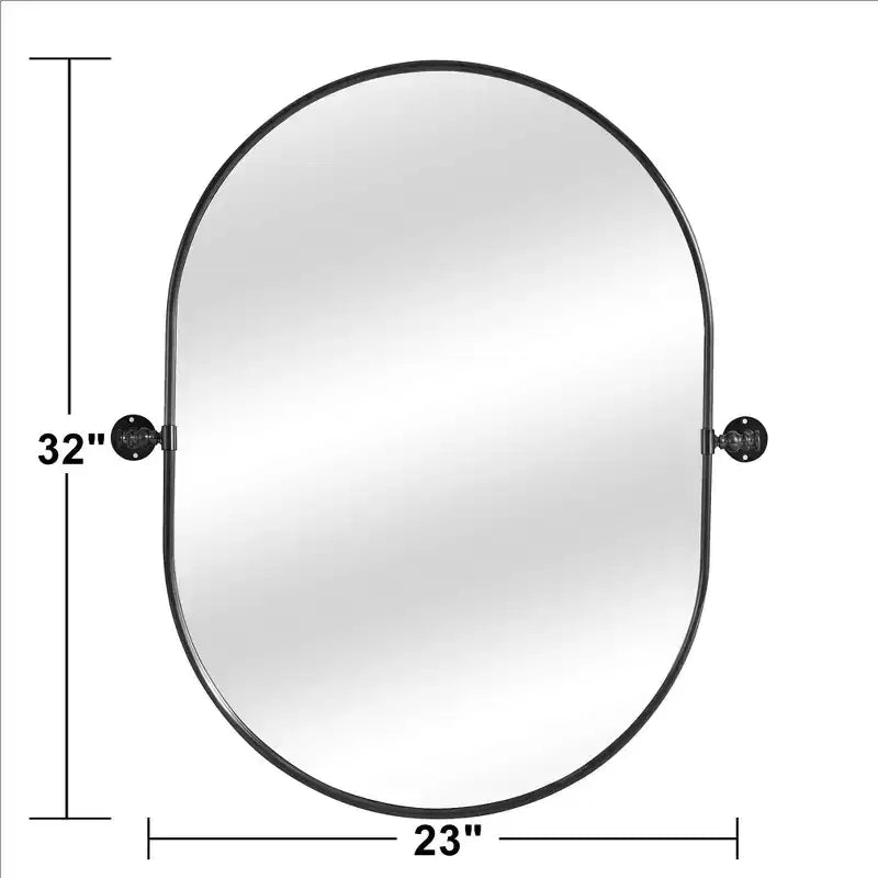 PexFix Miroir mural de salle de bain ovale à cadre métallique pivotant noir, lot de 2