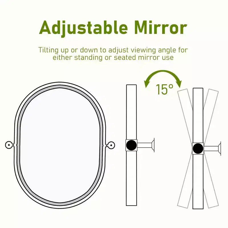PexFix Miroir mural de salle de bain ovale à cadre métallique pivotant noir, lot de 2