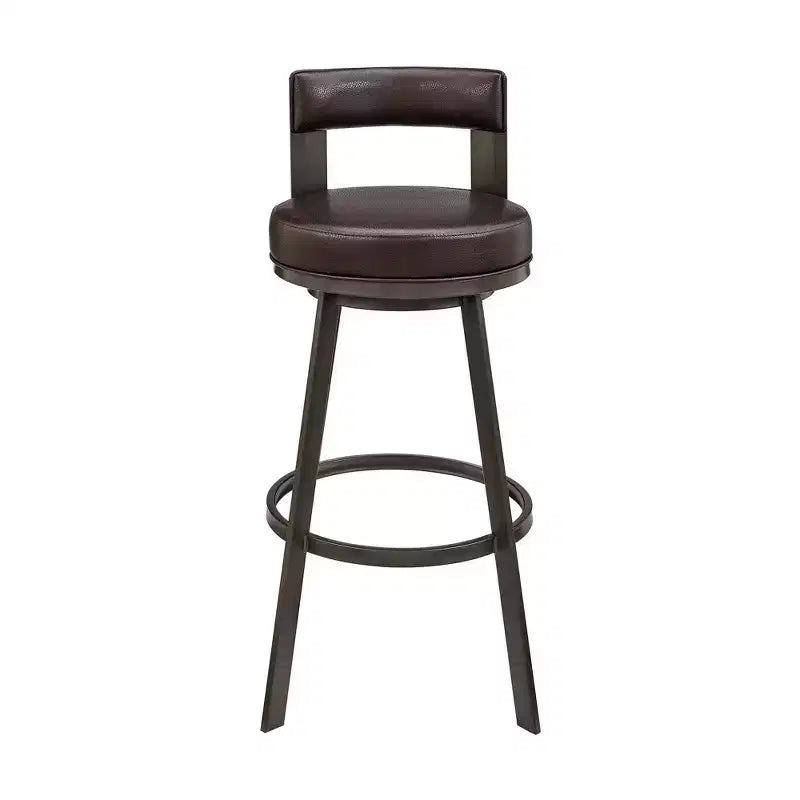 Armen Living 26 Flynn Metal with Faux Leather Swivel Counter Height Barstool