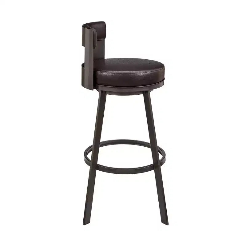 Armen Living 26 Flynn Metal with Faux Leather Swivel Counter Height Barstool