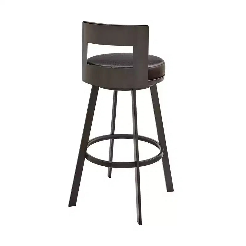 Armen Living 26 Flynn Metal with Faux Leather Swivel Counter Height Barstool