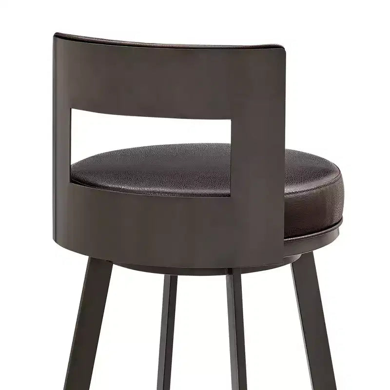 Armen Living 26 Flynn Metal with Faux Leather Swivel Counter Height Barstool