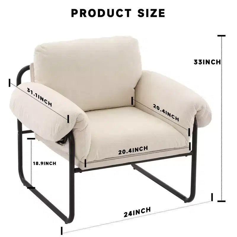 Hyleory Moore Metal Lambswool Upholstered Accent Chair for Bedroom Reception Area Reading Room Living Room(set of 2)