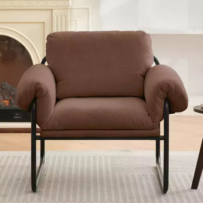 Hyleory Moore Metal Lambswool Upholstered Accent Chair for Bedroom Reception Area Reading Room Living Room(set of 2)