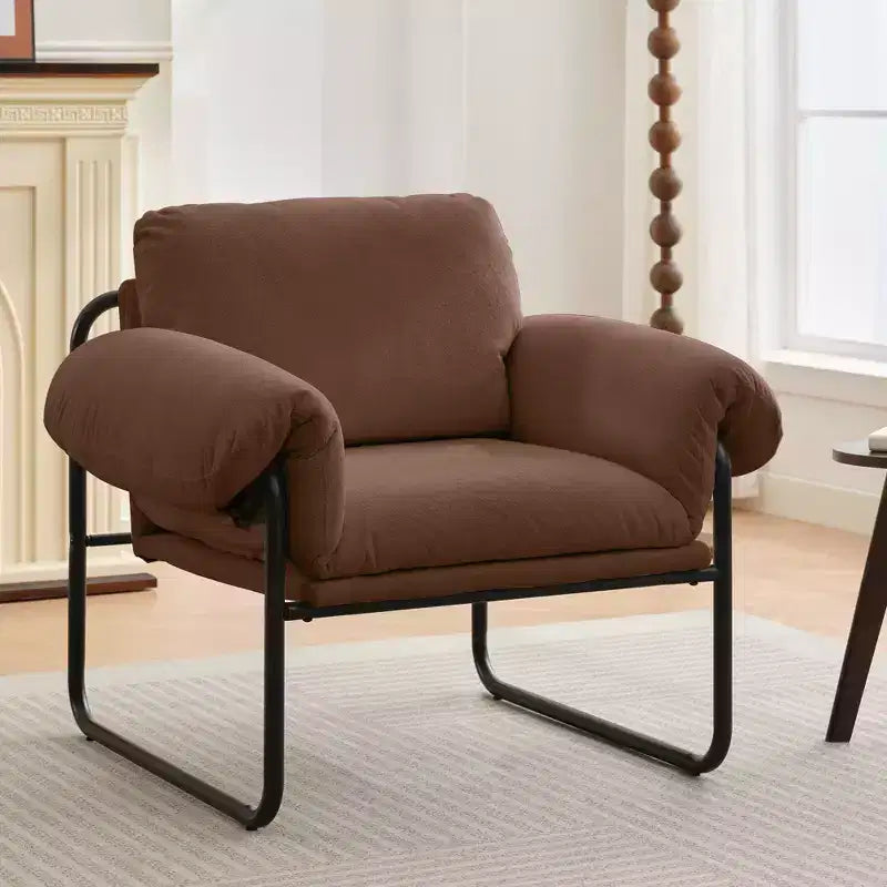 Hyleory Moore Metal Lambswool Upholstered Accent Chair for Bedroom Reception Area Reading Room Living Room(set of 2)