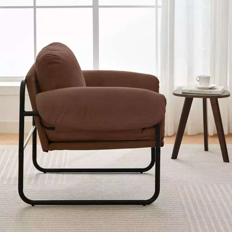 Hyleory Moore Metal Lambswool Upholstered Accent Chair for Bedroom Reception Area Reading Room Living Room(set of 2)