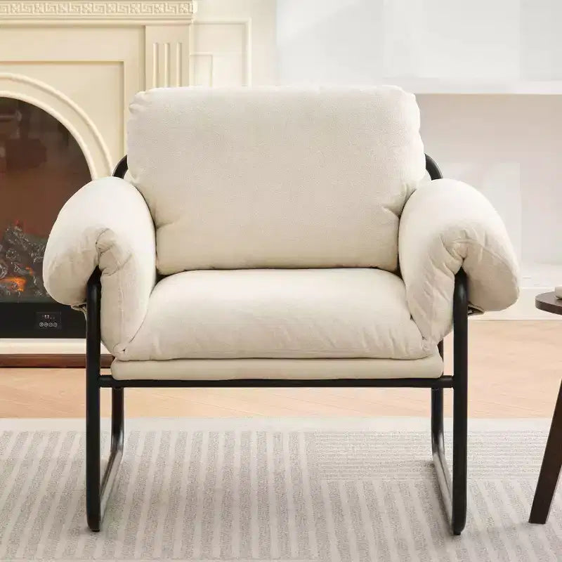 Hyleory Moore Metal Lambswool Upholstered Accent Chair for Bedroom Reception Area Reading Room Living Room(set of 2)