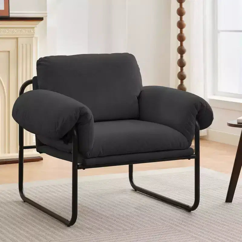 Hyleory Moore Metal Lambswool Upholstered Accent Chair for Bedroom Reception Area Reading Room Living Room(set of 2)