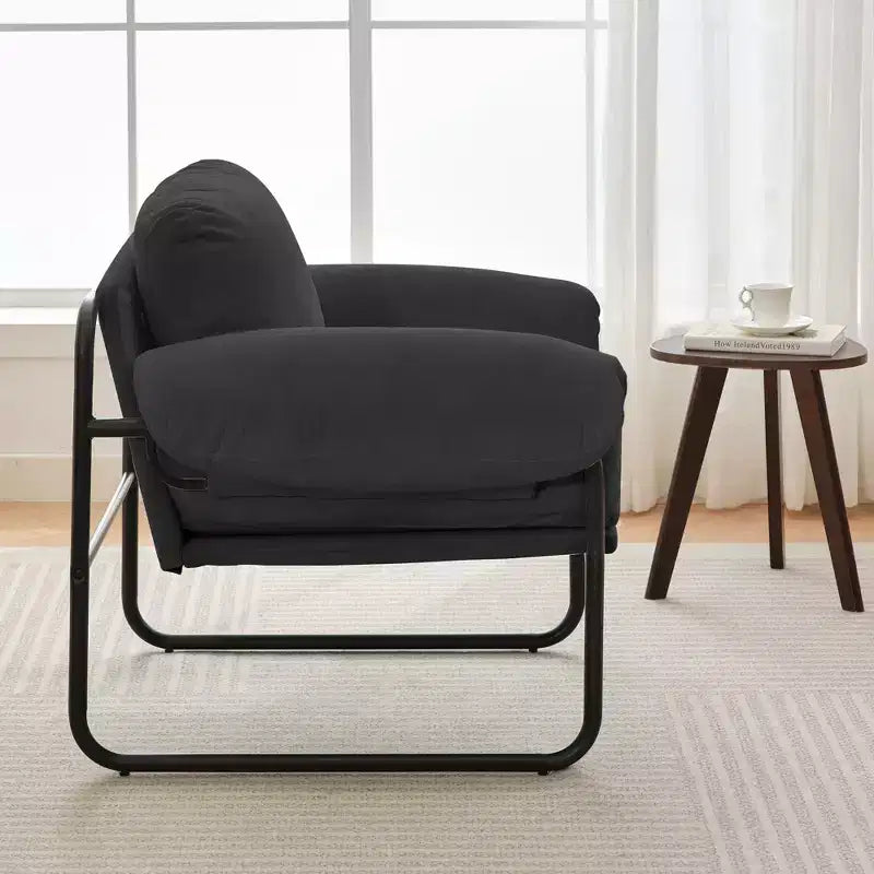Hyleory Moore Metal Lambswool Upholstered Accent Chair for Bedroom Reception Area Reading Room Living Room(set of 2)
