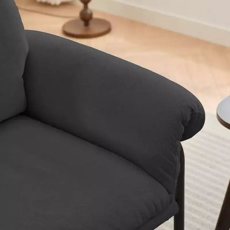Hyleory Moore Metal Lambswool Upholstered Accent Chair for Bedroom Reception Area Reading Room Living Room(set of 2)