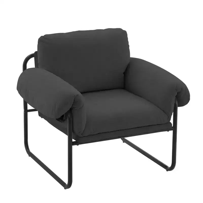 Hyleory Moore Metal Lambswool Upholstered Accent Chair for Bedroom Reception Area Reading Room Living Room(set of 2)