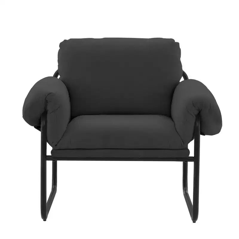 Hyleory Moore Metal Lambswool Upholstered Accent Chair for Bedroom Reception Area Reading Room Living Room(set of 2)