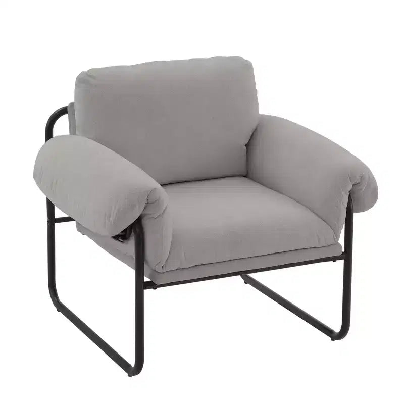 Hyleory Moore Metal Lambswool Upholstered Accent Chair for Bedroom Reception Area Reading Room Living Room(set of 2)