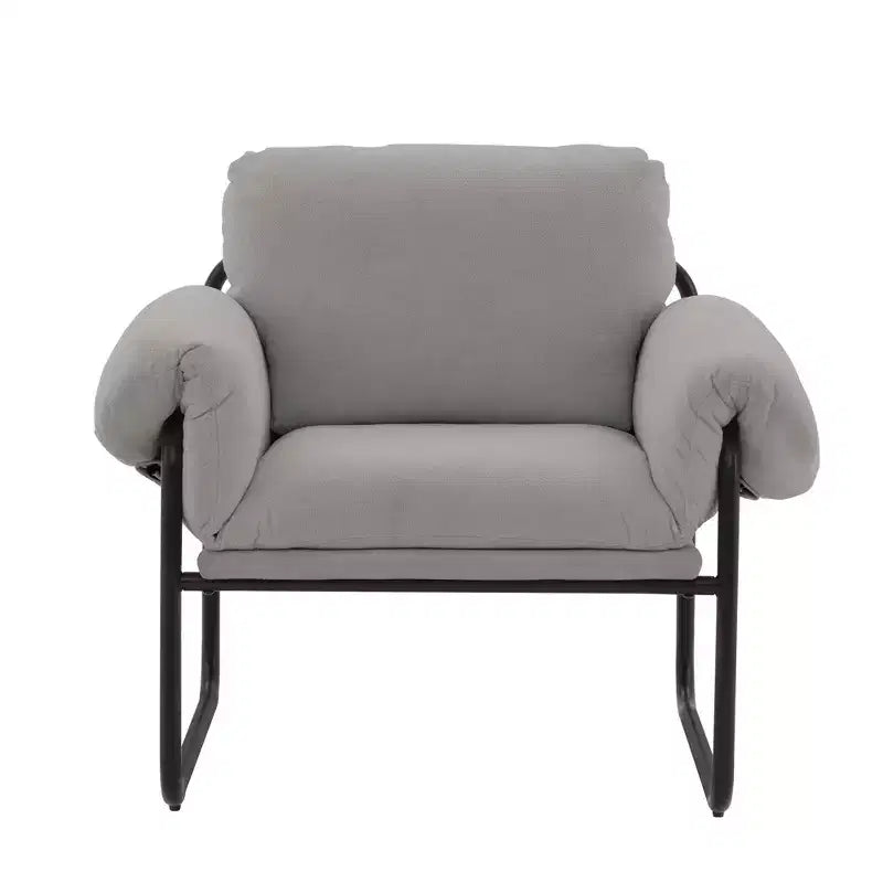 Hyleory Moore Metal Lambswool Upholstered Accent Chair for Bedroom Reception Area Reading Room Living Room(set of 2)