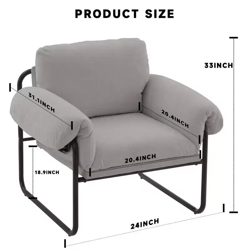 Hyleory Moore Metal Lambswool Upholstered Accent Chair for Bedroom Reception Area Reading Room Living Room(set of 2)