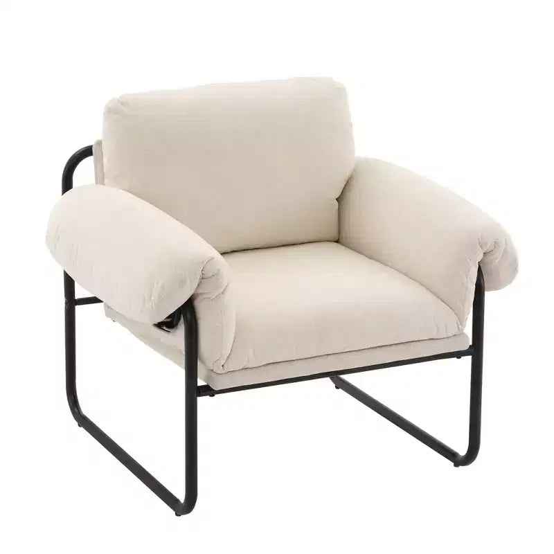 Hyleory Moore Metal Lambswool Upholstered Accent Chair for Bedroom Reception Area Reading Room Living Room(set of 2)