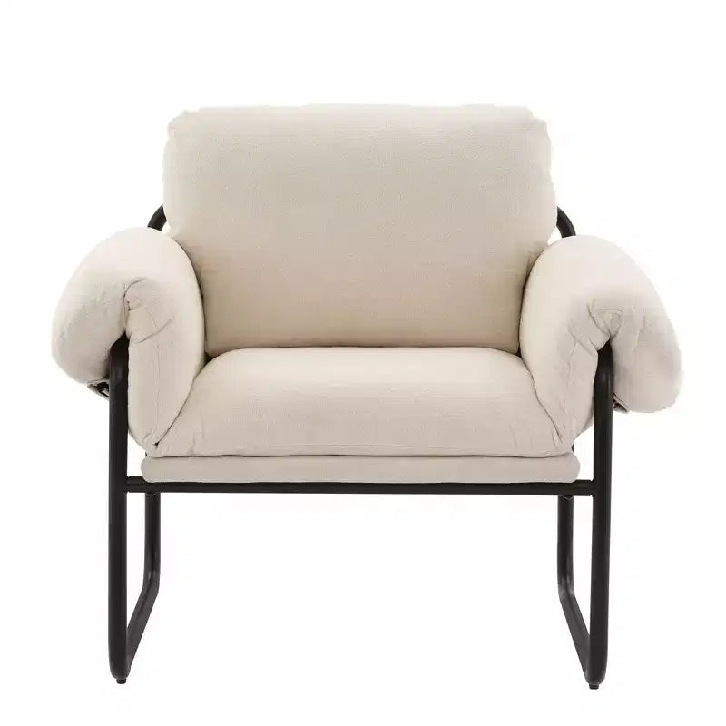 Hyleory Moore Metal Lambswool Upholstered Accent Chair for Bedroom Reception Area Reading Room Living Room(set of 2)