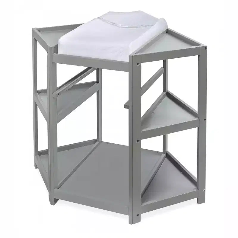 Badger Basket Diaper Corner Baby Changing Table with Hamper and Basket