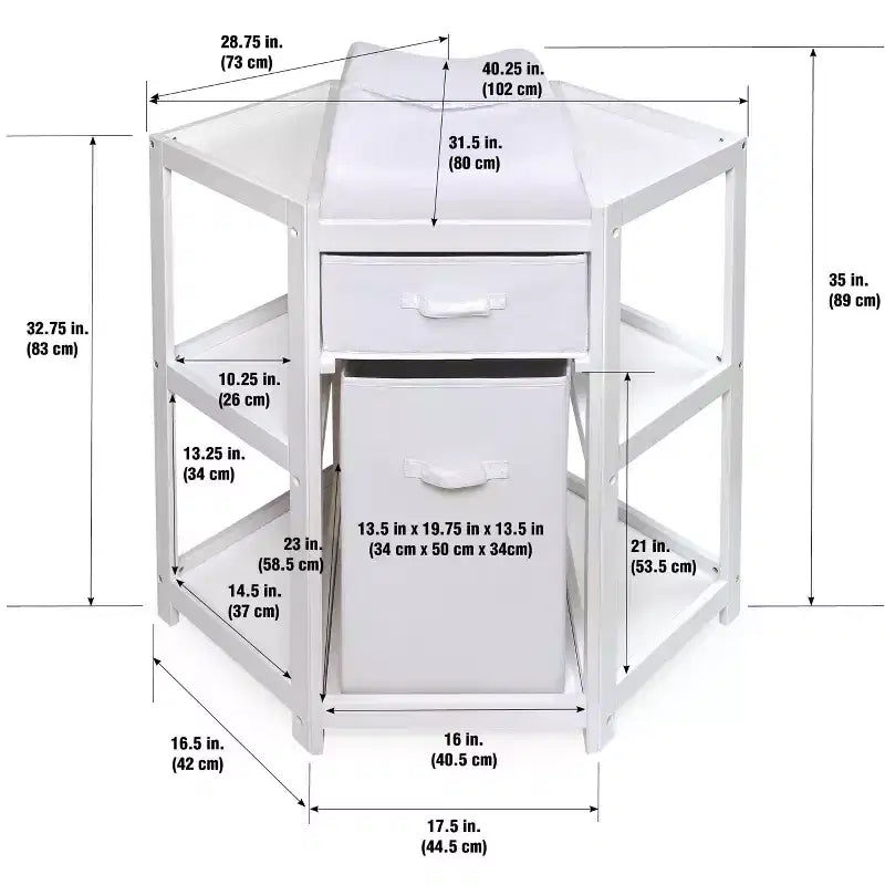 Badger Basket Diaper Corner Baby Changing Table with Hamper and Basket