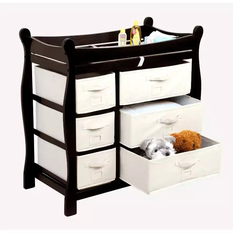 Badger Basket Sleigh Style Baby Changing Table with 6 Baskets