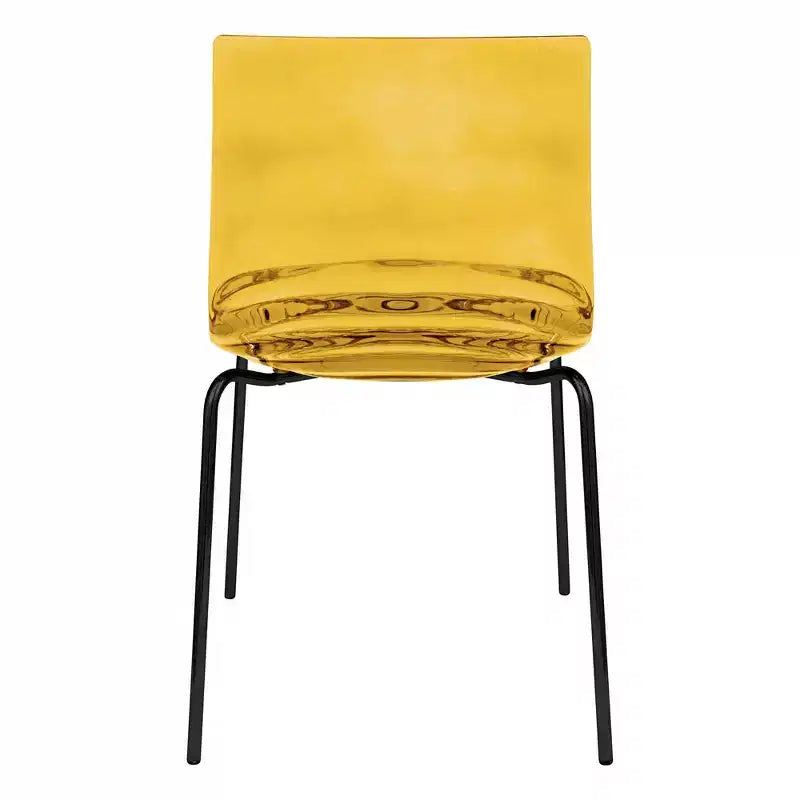 LeisureMod Astor Plastic Dining Chairs Set of 4  Water Ripple Design with Black Stainless Steel Legs, Modern Accent Chairs for Kitchen, Dining Room