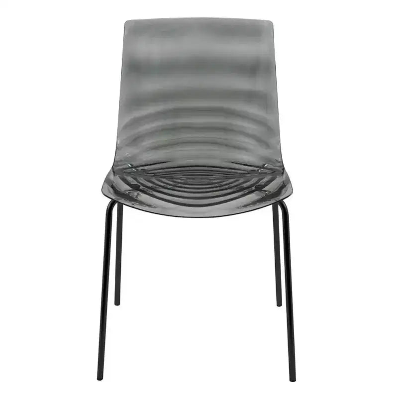 LeisureMod Astor Plastic Dining Chairs Set of 4  Water Ripple Design with Black Stainless Steel Legs, Modern Accent Chairs for Kitchen, Dining Room