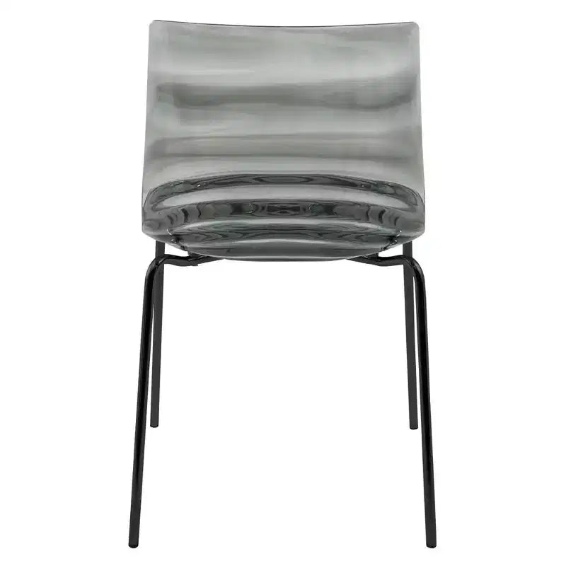 LeisureMod Astor Plastic Dining Chairs Set of 4  Water Ripple Design with Black Stainless Steel Legs, Modern Accent Chairs for Kitchen, Dining Room