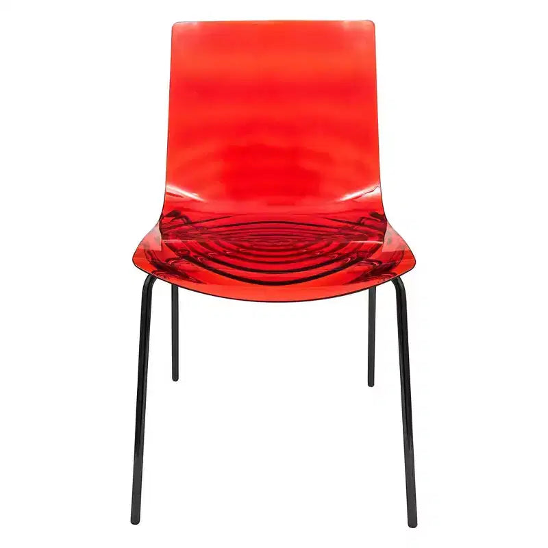 LeisureMod Astor Plastic Dining Chairs Set of 4  Water Ripple Design with Black Stainless Steel Legs, Modern Accent Chairs for Kitchen, Dining Room