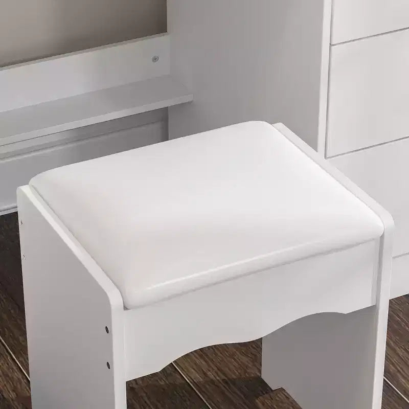 Famapy White Vanity Table Set With Stool,Lighted Makeup Mirror and Charging Station Makeup Vanity Desk Dressing Table Organizer Makeup Vanity Set