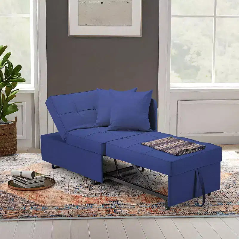 Erommy 3-in-1 Sleeper Sofa Chair Bed , 5-position Adjustable Backrest Pull Out Sofa Bed with Faux Linen Sofa Fabric