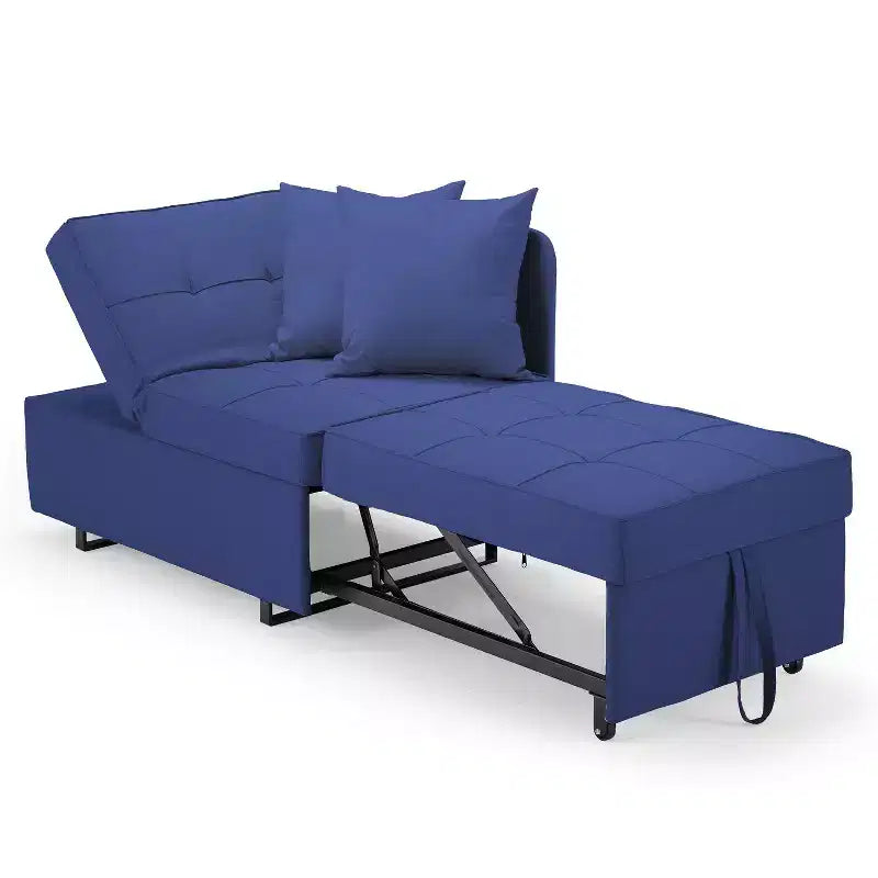 Erommy 3-in-1 Sleeper Sofa Chair Bed , 5-position Adjustable Backrest Pull Out Sofa Bed with Faux Linen Sofa Fabric