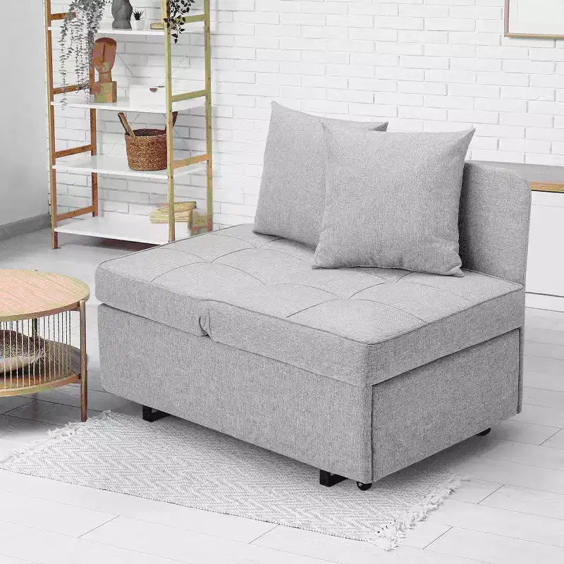 Erommy 3-in-1 Sleeper Sofa Chair Bed , 5-position Adjustable Backrest Pull Out Sofa Bed with Faux Linen Sofa Fabric