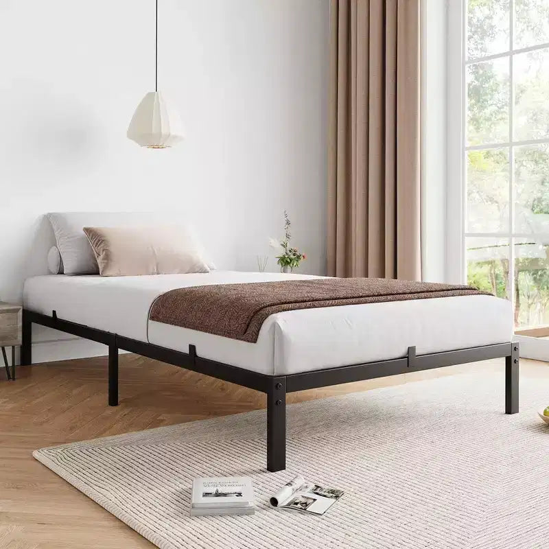 Cadre de lit Whizmax 10 pouces, taille Queen/Full/Twin, support de matelas plateforme métallique bas, sans bruit, assemblage facile, noir