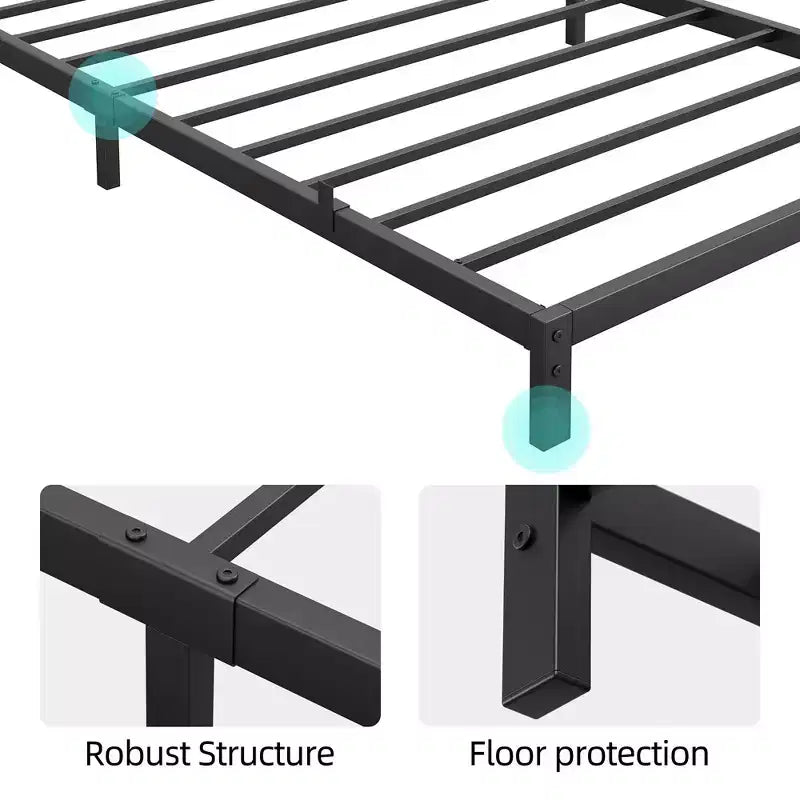 Cadre de lit Whizmax 10 pouces, taille Queen/Full/Twin, support de matelas plateforme métallique bas, sans bruit, assemblage facile, noir