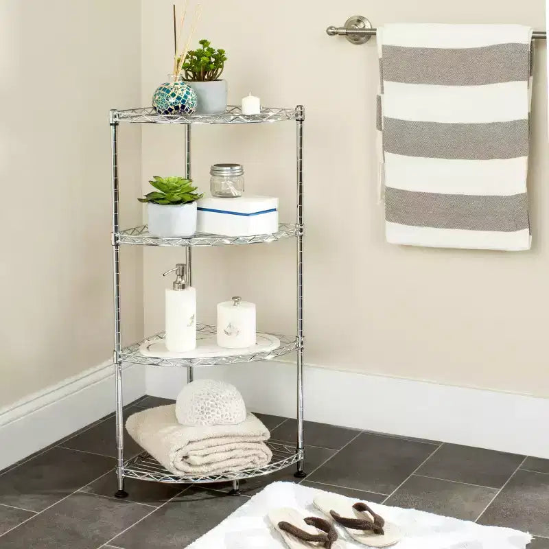 Damaris 4 Tier Corner Rack - Chrome - Safavieh