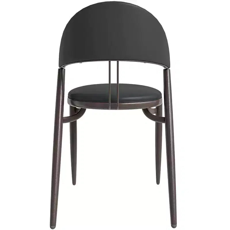 Chaise de salle à manger moderne LeisureMod Venice en cuir, chaise d'appoint rembourrée à dossier ouvert, avec pieds en métal, chaise de salle à manger sans assemblage, lot de 4