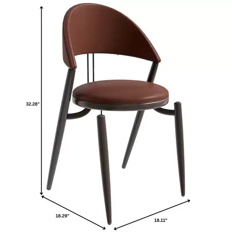 Chaise de salle à manger moderne LeisureMod Venice en cuir, chaise d'appoint rembourrée à dossier ouvert, avec pieds en métal, chaise de salle à manger sans assemblage, lot de 4