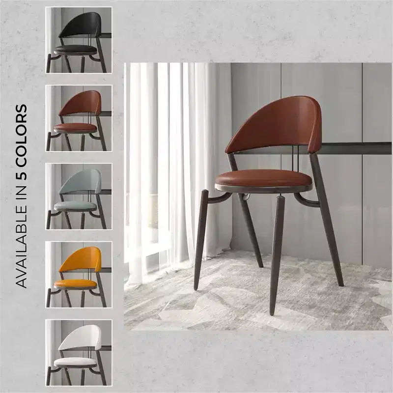 Chaise de salle à manger moderne LeisureMod Venice en cuir, chaise d'appoint rembourrée à dossier ouvert, avec pieds en métal, chaise de salle à manger sans assemblage, lot de 4