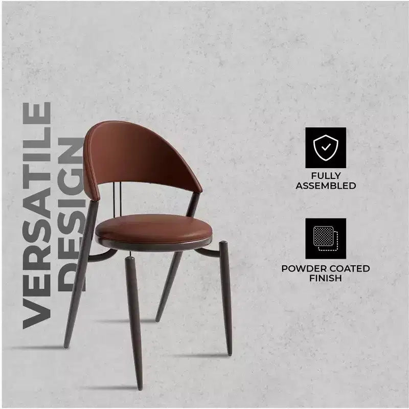 Chaise de salle à manger moderne LeisureMod Venice en cuir, chaise d'appoint rembourrée à dossier ouvert, avec pieds en métal, chaise de salle à manger sans assemblage, lot de 4