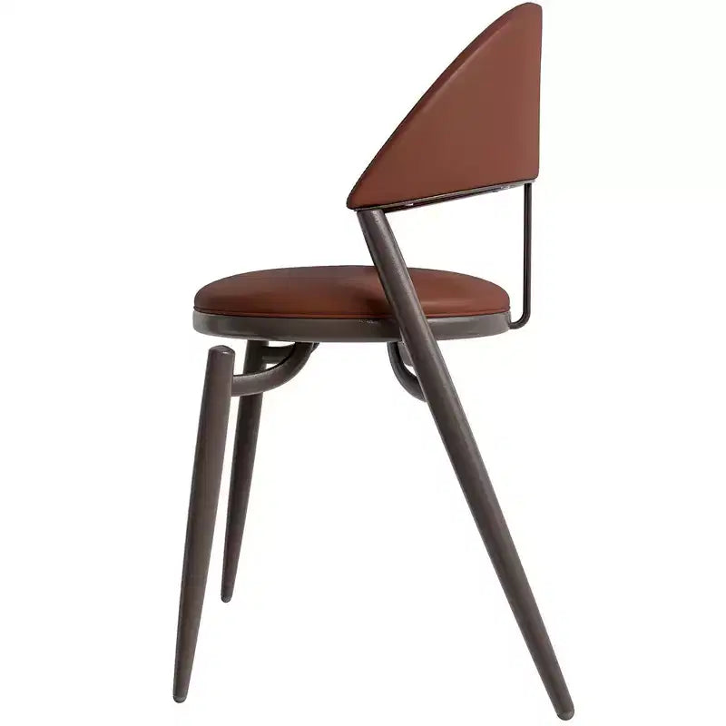 Chaise de salle à manger moderne LeisureMod Venice en cuir, chaise d'appoint rembourrée à dossier ouvert, avec pieds en métal, chaise de salle à manger sans assemblage, lot de 4