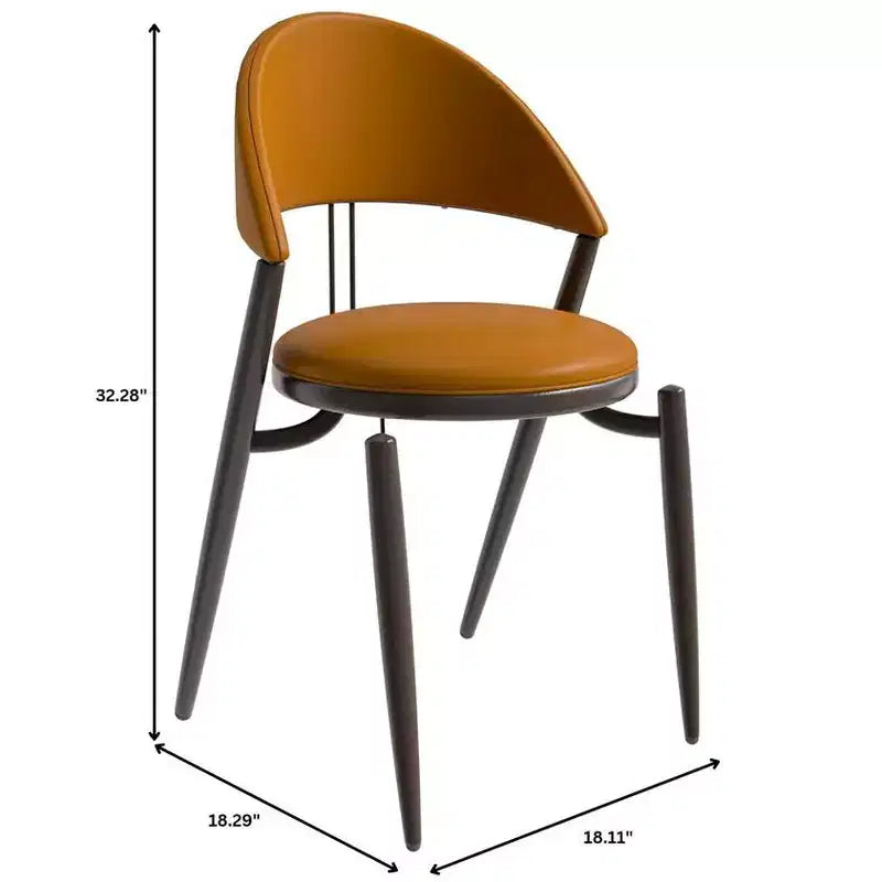 Chaise de salle à manger moderne LeisureMod Venice en cuir, chaise d'appoint rembourrée à dossier ouvert, avec pieds en métal, chaise de salle à manger sans assemblage, lot de 4