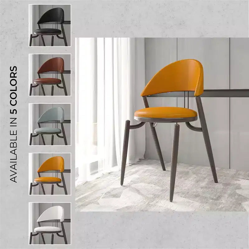 Chaise de salle à manger moderne LeisureMod Venice en cuir, chaise d'appoint rembourrée à dossier ouvert, avec pieds en métal, chaise de salle à manger sans assemblage, lot de 4
