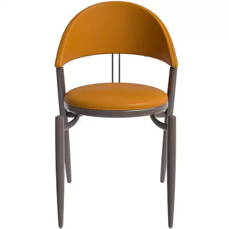 Chaise de salle à manger moderne LeisureMod Venice en cuir, chaise d'appoint rembourrée à dossier ouvert, avec pieds en métal, chaise de salle à manger sans assemblage, lot de 4