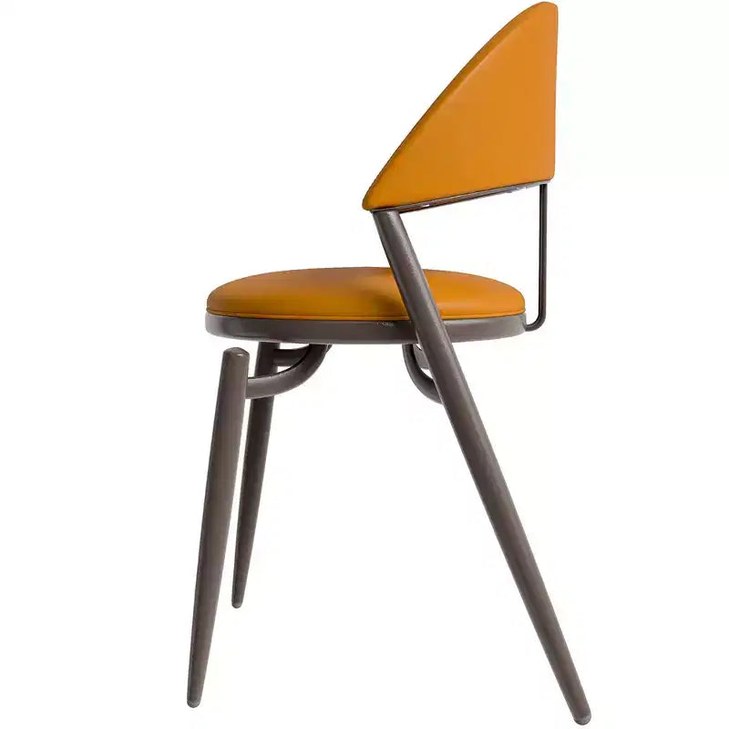 Chaise de salle à manger moderne LeisureMod Venice en cuir, chaise d'appoint rembourrée à dossier ouvert, avec pieds en métal, chaise de salle à manger sans assemblage, lot de 4